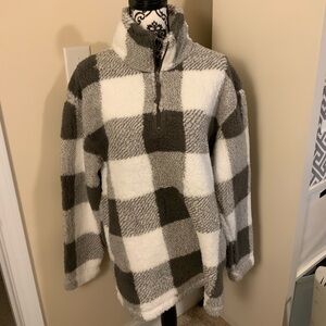 Cozy and Soft Boxer Craft 3/4 Zip Front Plaid Fleece Pullover NWT